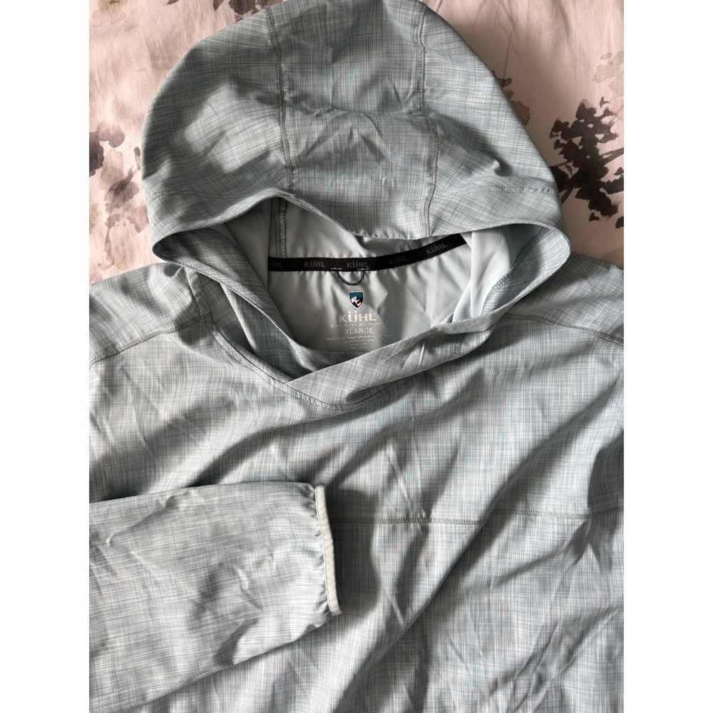 Kuhl Engineered Sun Hoodie Mens XL Light Blue Crosshatch Pullover Sun Shirt